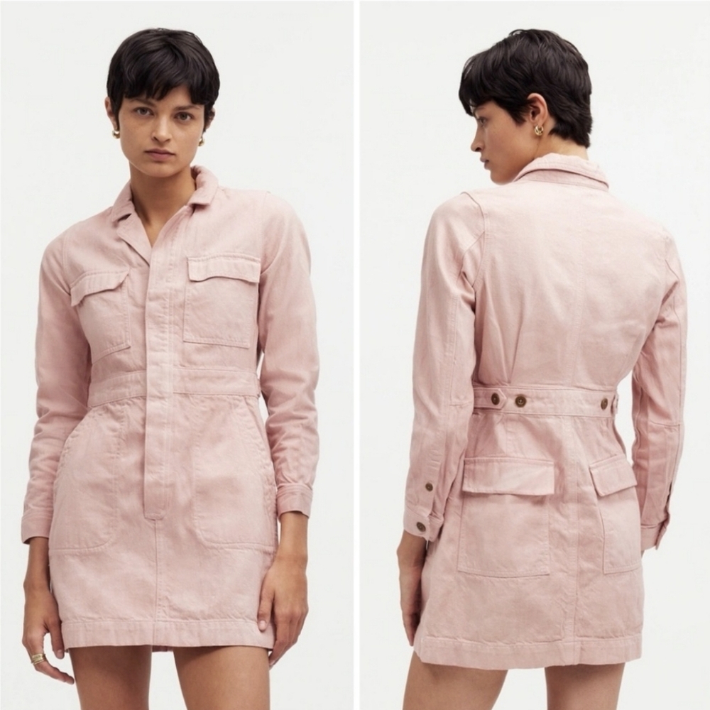 Madewell Pink Hand Dye Denim Dress Size S NWT